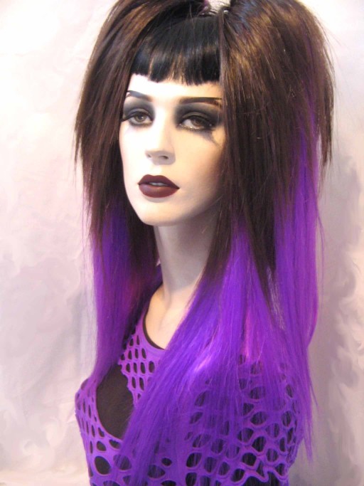 Bust Length Dip Dye Hair Falls Brown/Purple